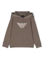 Emporio Armani Kids hoodie en jersey à logo brodé - Marron