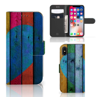 Apple iPhone X | Xs | Book Style Case | Wood Heart - Cadeau voor je Vriend