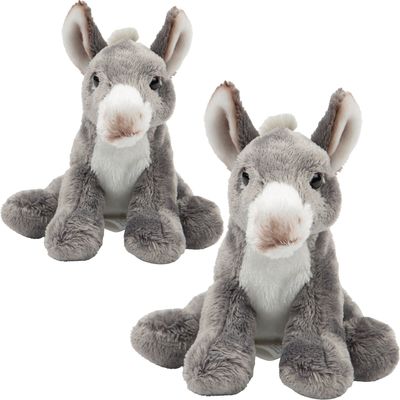 Pluche knuffeldieren set 2x Ezels - grijs - 13 en 33 cm - boerderij familie knuffels