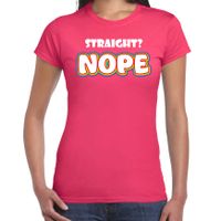 Gay Pride shirt - straight? nope - regenboog - dames - roze - thumbnail