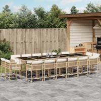 17-delige Tuinset met kussens poly rattan beige