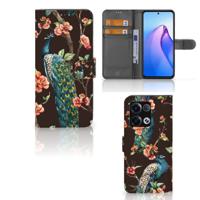 OPPO Reno8 Pro | Telefoonhoesje | Met pasjeshouder | Pauw met Bloemen