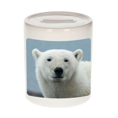 Dieren foto spaarpot - grote ijsbeer - 9 cm - ijsberen - spaarpotten