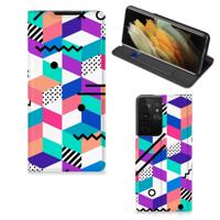 Samsung Galaxy S21 Ultra Stand Case Blokken Kleurrijk Samsung Galaxy S21 Ultra Stand Case Blokken Kleurrijk