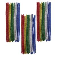 Chenille draad - 90x - glitter - 30 cm - hobby/knutsel materialen