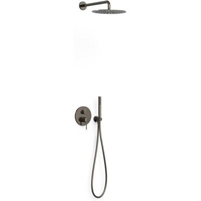 Regendouche set Tres Study | Inbouw | Mengkraan | 2-weg | Rond | Zwart metallic