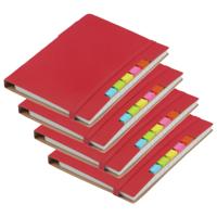 Schoolschriften/notitieboeken - 4x - A6 formaat - 70 gelinieerde pagina - rood - met balpen