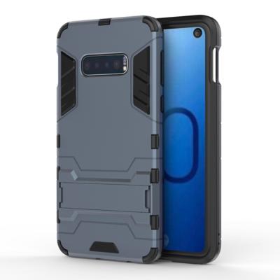 Schokbestendige PC + TPU Case voor Galaxy S10e met houder (marineblauw)