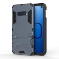 Schokbestendige PC + TPU Case voor Galaxy S10e met houder (marineblauw)