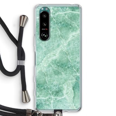 Groen marmer: Sony Xperia 5 III Transparant Hoesje met koord