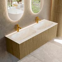 Badmeubel Mondiaz Kurve-Dlux | 140 cm cm | Meubelkleur Dusk | Wastafelkleur Ostra | Solid surface | Wasbak beiden zijden spoelbak | 2 kraangaten Badmeubel Mondiaz Kurve-Dlux | 140 cm cm | Meubelkleur Dusk | Wastafelkleur Ostra | Solid surface | Wasbak beiden zijden spoelbak | 2 kraangaten