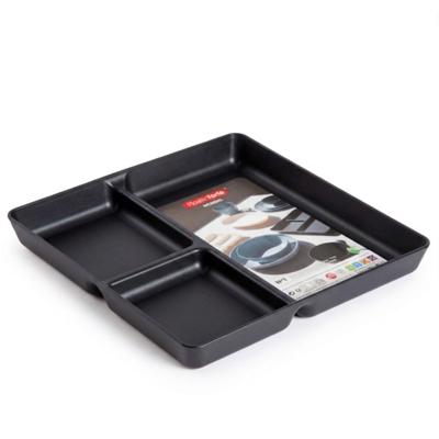 Plasticforte Vakjesborden - 1x stuks - zwart - gourmetbord - 3-vaks - kunststof - 24 x 24 cm Plasticforte Vakjesborden - 1x stuks - zwart - gourmetbord - 3-vaks - kunststof - 24 x 24 cm