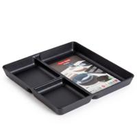 Plasticforte Vakjesborden - 1x stuks - zwart - gourmetbord - 3-vaks - kunststof - 24 x 24 cm