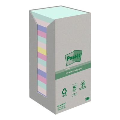 Memoblok Post-it 654-RTP 76x76mm recycled rainbow pastel 16 stuks