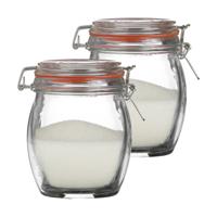 Weckpot/inmaakpot - 2x - 750 ml - glas - met beugelsluiting - D11 x H14 cm