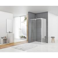 Van Rijn Products ST06 Softclose schuifdeur - 118.5x200cm - helder glas - dikte 8mm - tbv hoekcabine - incl. greep - chroom ST06350120
