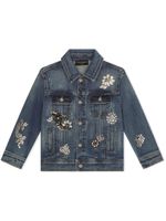 Dolce & Gabbana Kids veste en jean à ornements strassés - Bleu