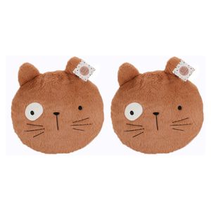 Dieren sierkussens kinderkamer - 2x - oranje kat - 32 x 27 cm - polyester