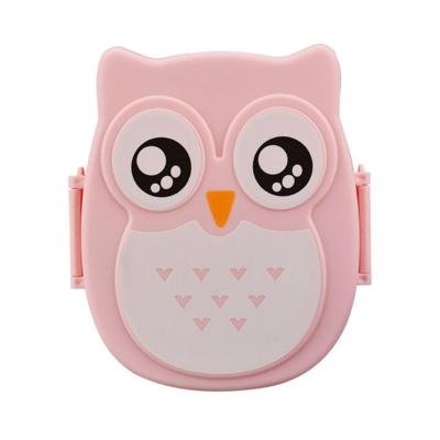 Cartoon Uil patroon lunch box voedsel container picknick opbergdoos Portable Bento box (roze)