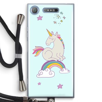 Regenboog eenhoorn: Sony Xperia XZ1 Transparant Hoesje met koord