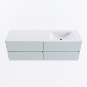 MONDIAZ VICA 150cm badmeubel onderkast Clay 4 lades. Wastafel CLOUD rechts 1 kraangat, kleur Talc.