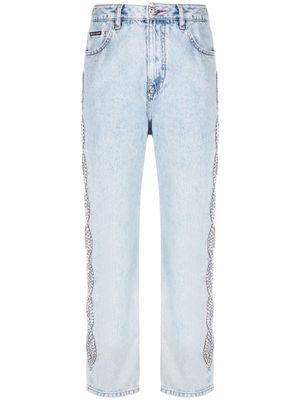 Philipp Plein jean à ornements en cristal - Bleu