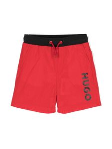 HUGO KIDS short de bain à logo imprimé - Rouge