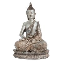 Thaise Boeddha Mediterend Zilver & Brons -28 cm - thumbnail