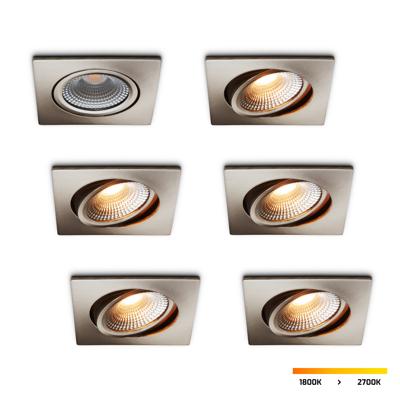 LED-inbouwspot set 6 stuks Trento RVS 5W dimbaar