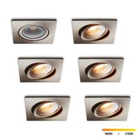 LED-inbouwspot set 6 stuks Trento RVS 5W dimbaar