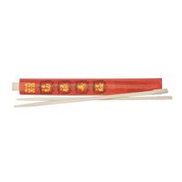 Eetstokjes gemaakt van bamboe in rood papieren zakje 2x stuks - Eetstokjes - thumbnail