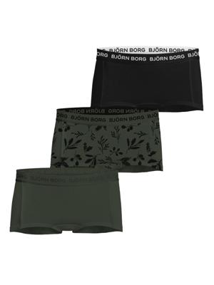 3-Pack meisjes boxershort - minishorts - Groene /Zwart