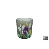 Theelichthouder Tulp S multicolor glas 7,5x7,5x8cm - thumbnail