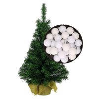 Mini kerstboom/kunst kerstboom H75 cm inclusief kerstballen wit - thumbnail