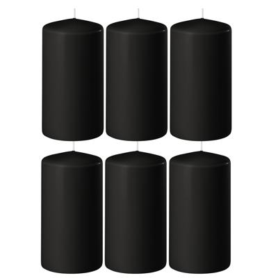 Enlightening Candles Cilinder/stompkaars - 6x - zwart - D6 x H8 cm - 27 branduur