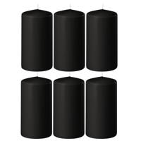 Enlightening Candles Cilinder/stompkaars - 6x - zwart - D6 x H8 cm - 27 branduur