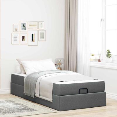 Bedframe Donkergrijs 100 x 200 cm Stof