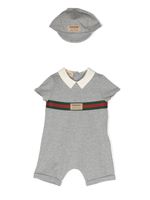 Gucci Kids Web-stripe babygrow set - Gris