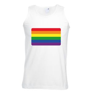 Regenboog vlag singlet shirt/ tanktop wit heren