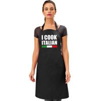 Keuken en BBQ Schort - thema Italie - I cook Italian - zwart - Italiaanse vlag - cadeau