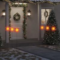 VidaXL Kerstlampen met grondpin en led's 3 st 35 cm rood