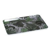 Secret de Gourmet Dienblad - jungle print - 45 x 30 cm - kunststof - wit / groen