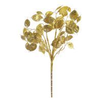 Kunsttak/kunstbloem - Lunaria - goud glitter - 40 cm - kunststof - thumbnail