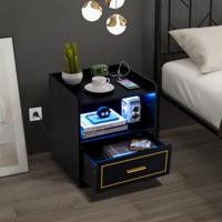 LED-Nachtkastje met USB-Poort Nachtkastje met Instelbare Lichtkleuren en Helderheid en Lichaamssensor Moderne Bijzettafel