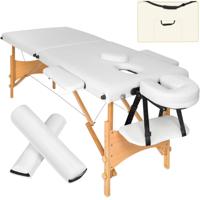 tectake® - 2 zones massagetafel-set met 5cm matras, rolkussens en houten frame - wit - 404746 - thumbnail