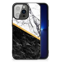 iPhone 13 Pro Marmeren Print Telefoonhoesje Marmer Wit Zwart - Origineel Cadeau Man
