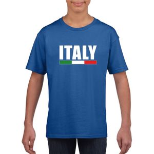 Blauw Italie supporter t-shirt voor kinderen