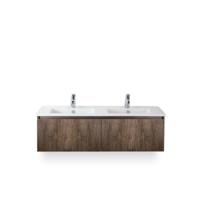 Frozen 3d Badmeubelset 140 cm - Greeplijst in kleur - Charleston - Keramische Wastafel Wit 2 kraangaten