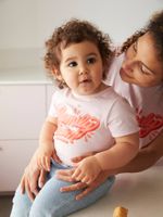 Meisjes-T-shirt Family team capsulecollectie vertbaudet en Studio Jonesie in biologisch katoen roze - thumbnail