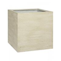 Cement Cube L Vertical Beige Washed 50x50x50 cm Ficonstone vierkante plantenbak - thumbnail
